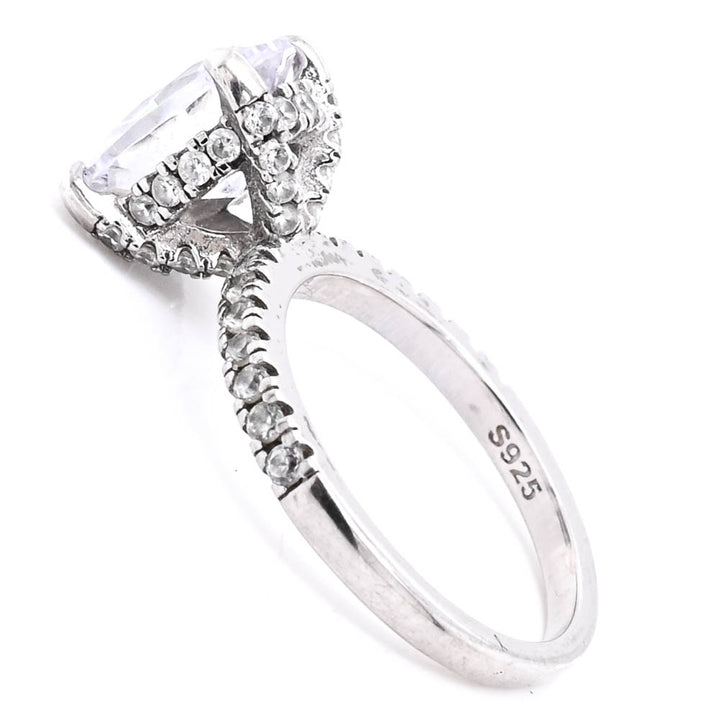 Graziella Sterling Silver 2.00CTW Oval Moissanite Halo Ring - Size 5.5