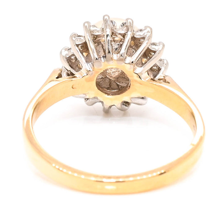 14KT Yellow Gold 6.5-7mm Freshwater Pearl &amp; Diamond Ring.