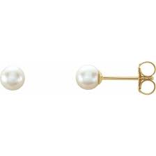 Graziella 14KT Yellow Gold 4-4.5mm Freshwater Pearl Stud Earrings