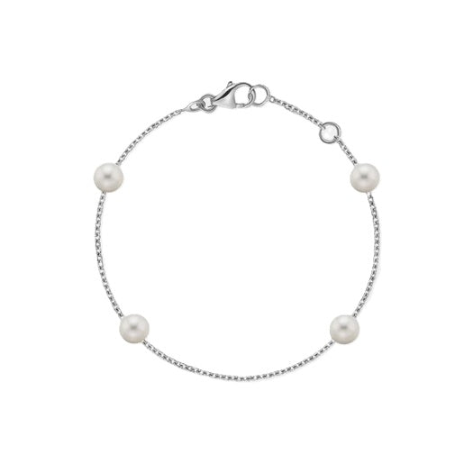 10KT White Gold 7.75" 7-8mm Freshwater Pearl Bracelet.