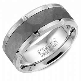 Carlex 14KT White Gold &amp; Tantalum Wedding Band.