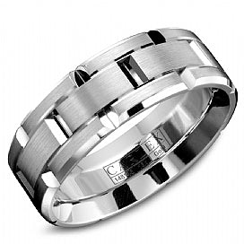 Crown Ring Carlex 14KT White Gold Wedding Band - Size 10