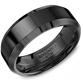 Crown Ring Torque Black Ceramic Wedding Band - Size 10