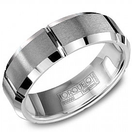 Crown Ring Torque &amp; Tungsten Diamond Wedding Band - Size 10