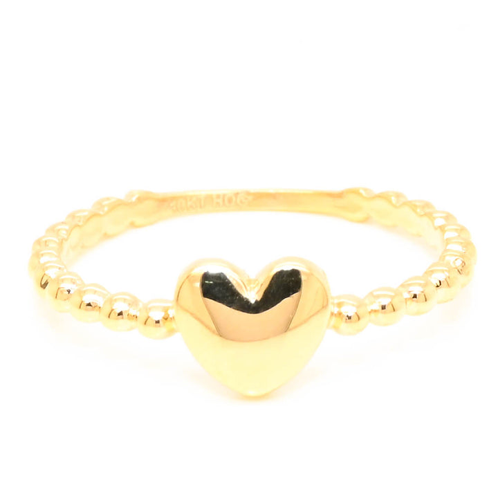 Graziella 10KT Yellow Gold Heart Signet Ring - Size 7