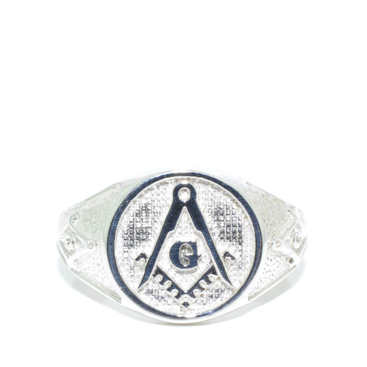 Graziella Sterling Silver Masonic Ring - Size 8.25