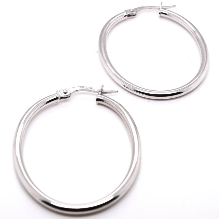 Graziella 10KT White Gold Oval Large Hoop Earrings