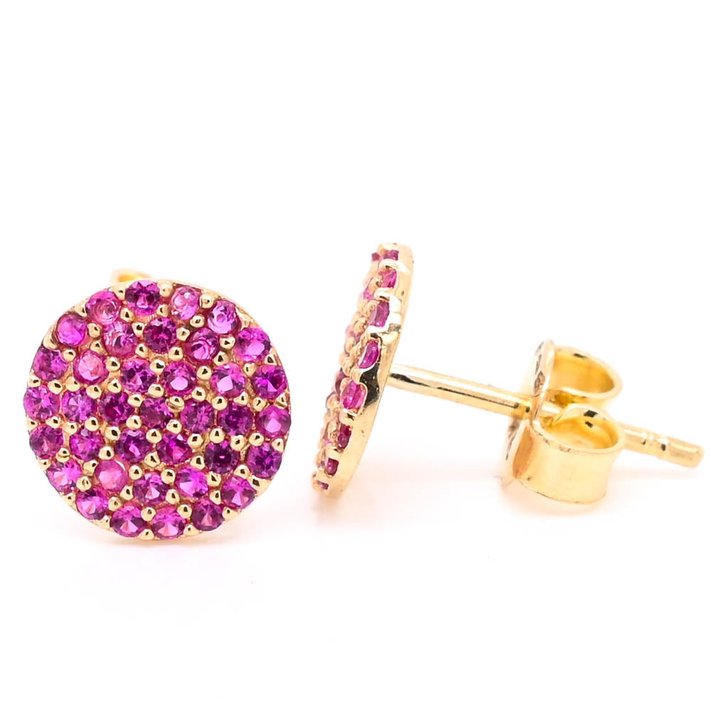 10KT Yellow Gold Red C.Z Stud Earrings.