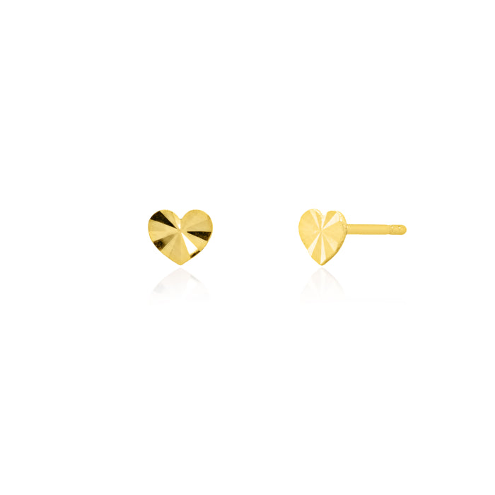 Graziella 10KT Yellow Gold Heart Stud Earrings.