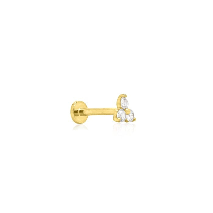 Graziella 14KT Yellow Gold Cubic Zirconia Flat Back Cartlidge Single Earring Earrings
