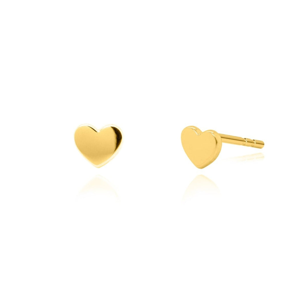 10KT Yellow Gold Heart Stud Earrings.