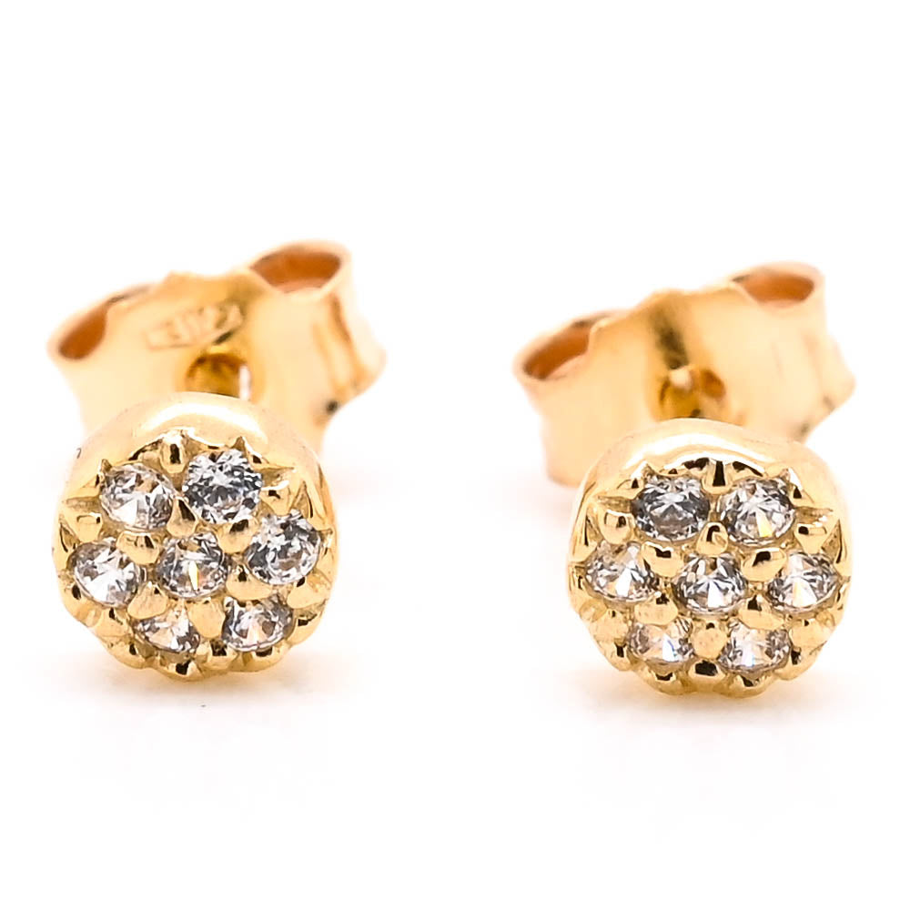 Graziella 10KT Yellow Gold Pavé Stud Earrings
