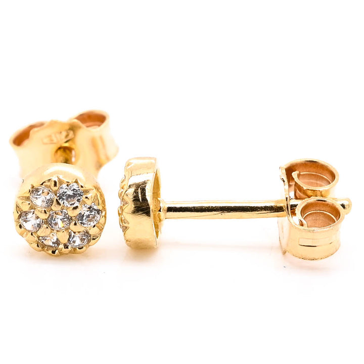 Graziella 10KT Yellow Gold Pavé Stud Earrings