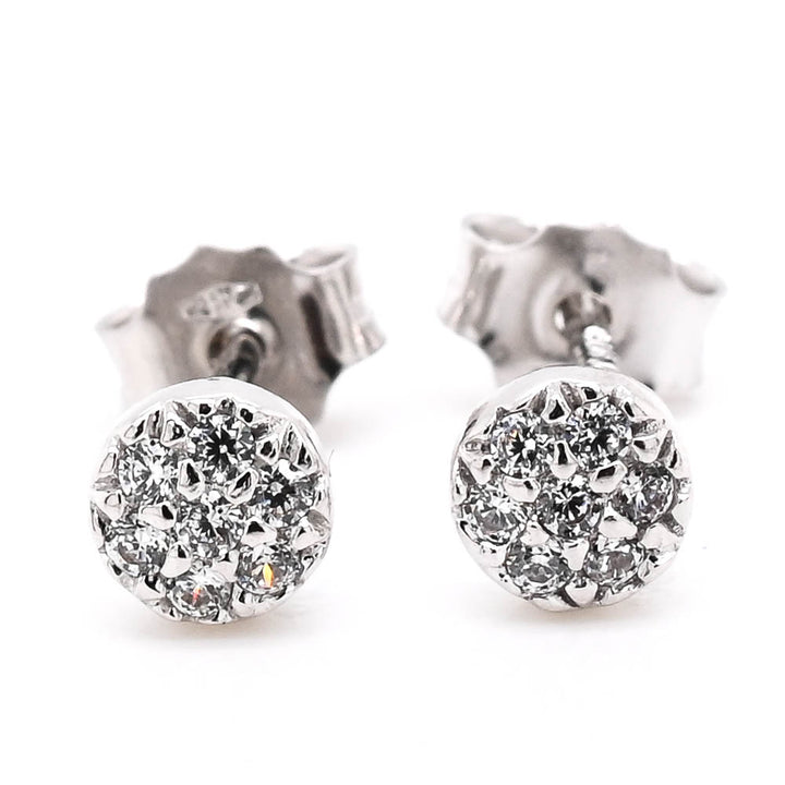 Graziella 10KT White Gold Cubic Zirconia Pavé Stud Earrings
