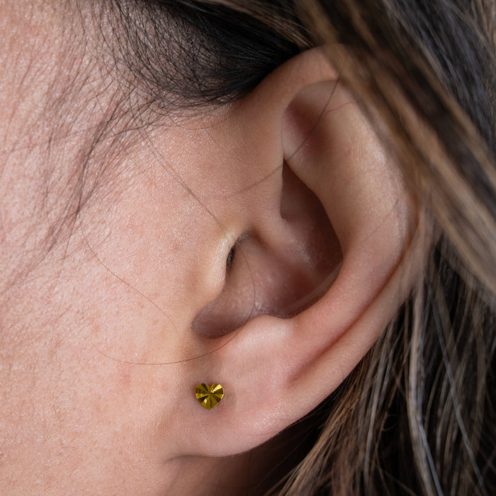 Graziella 10KT Yellow Gold Heart Stud Earrings.