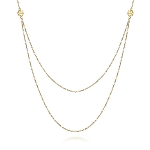 GABRIEL&amp;CO 14KT Yellow Gold 20 Chain Swag Necklace