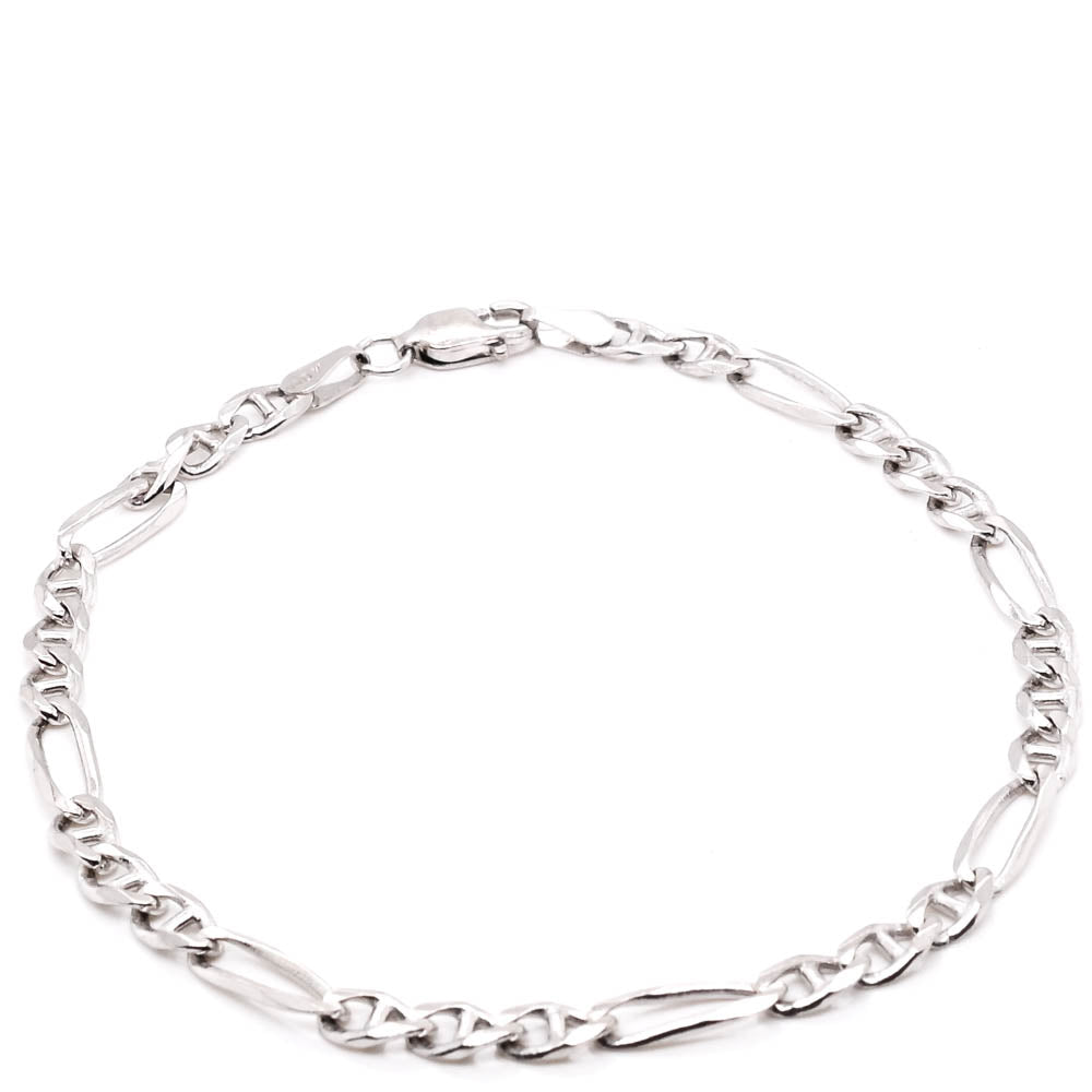 Graziella 10KT White Gold 8 3.5mm Figarucci Link Bracelet