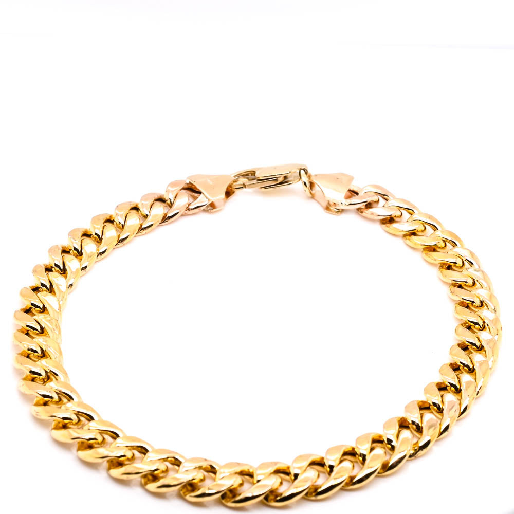 Graziella 10KT Yellow Gold 9.50 8mm Hollow Cuban Link Bracelet
