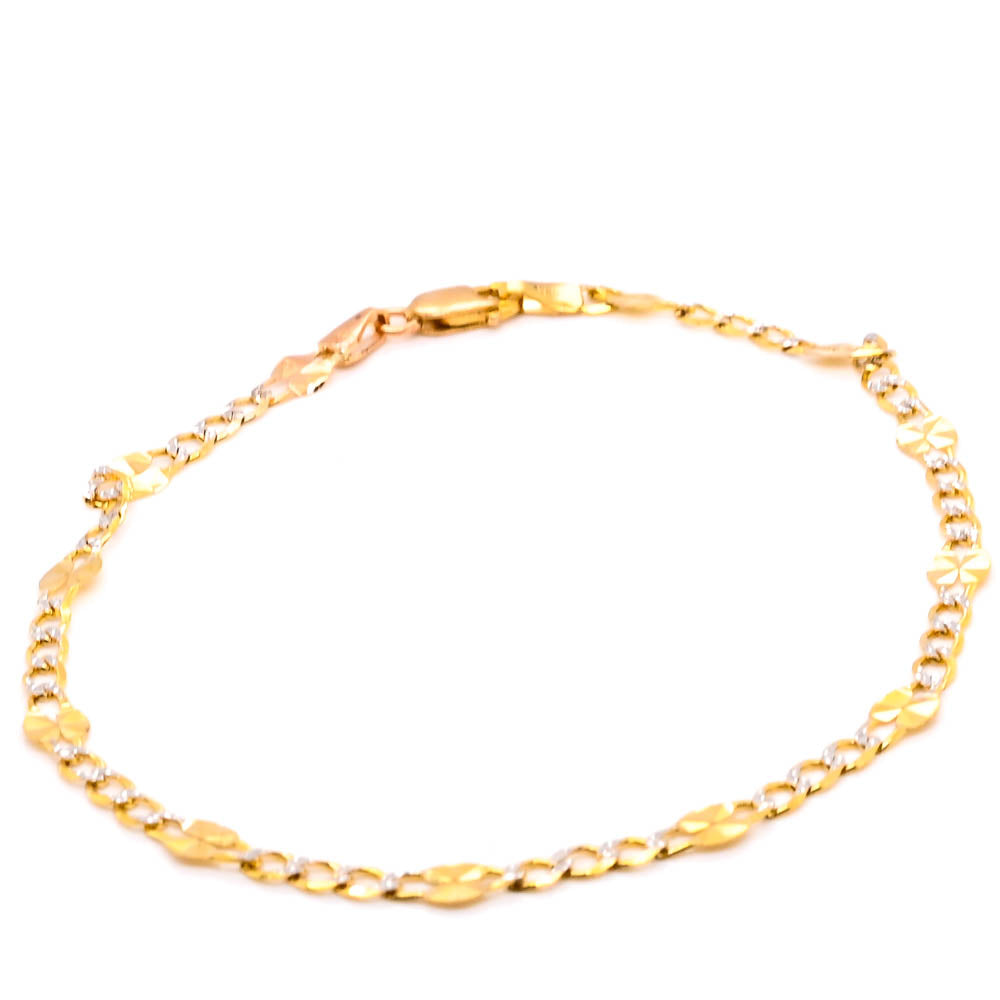 10KT Yellow Gold 8" 2.2mm Famcy Link Bracelet.
