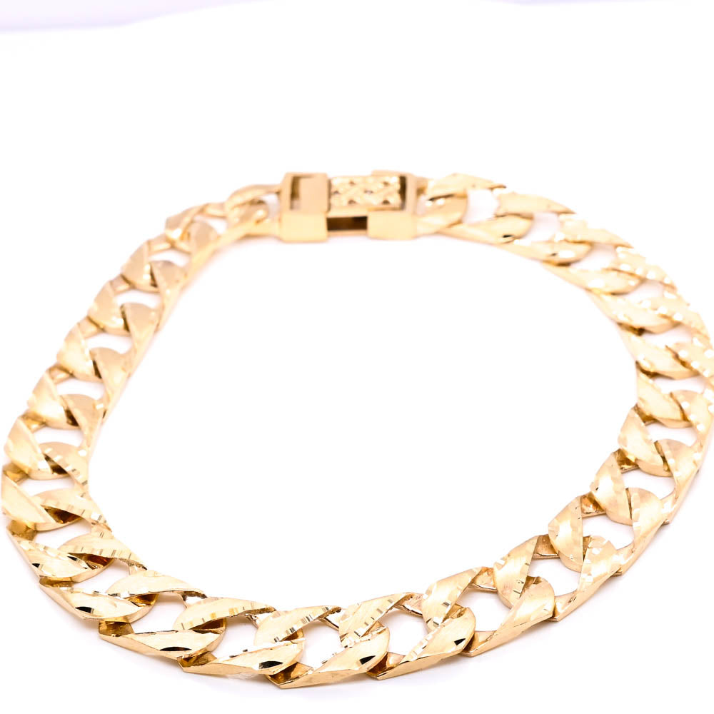 Graziella 10KT Yellow Gold 9 9mm Fsncy Link Bracelet