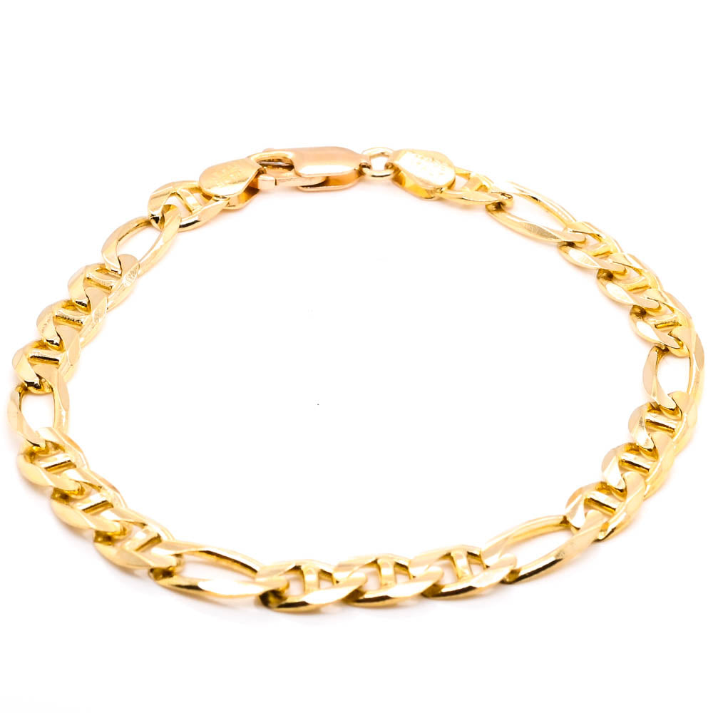 10KT Yellow Gold 7.5" 6mm Figarucci Link Bracelet.