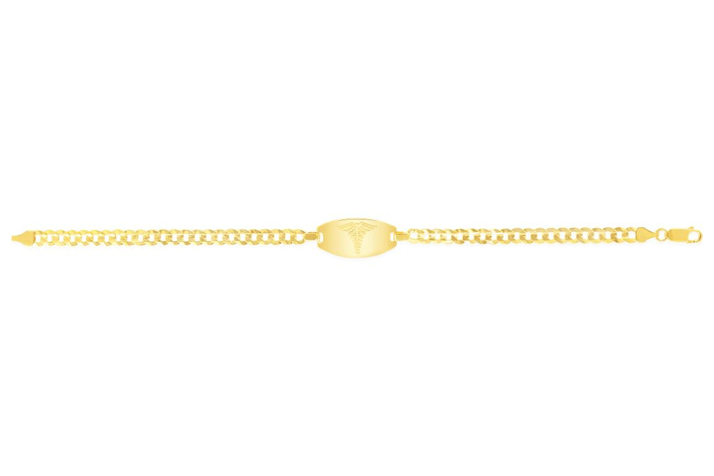 Graziella 10KT Yellow Gold 8.75 Curb Link Medical Alert Bracelet