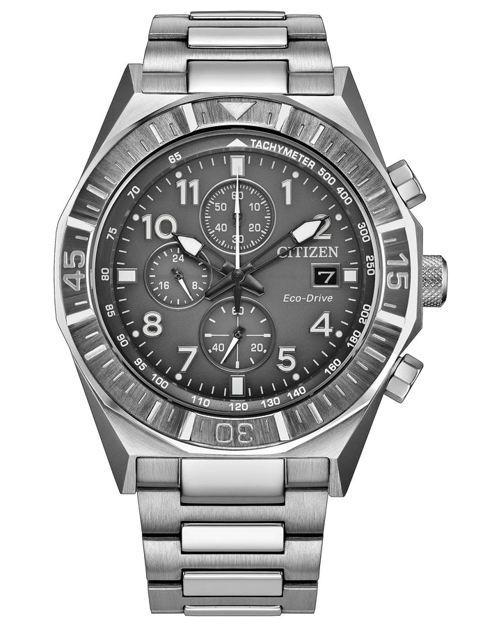 Citizen Nighthawk 42mm Chronograph Eco-Drive Watch. CA0890-54H
