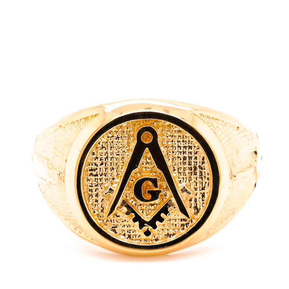 18KT Yellow Gold Solid Masonic Ring.