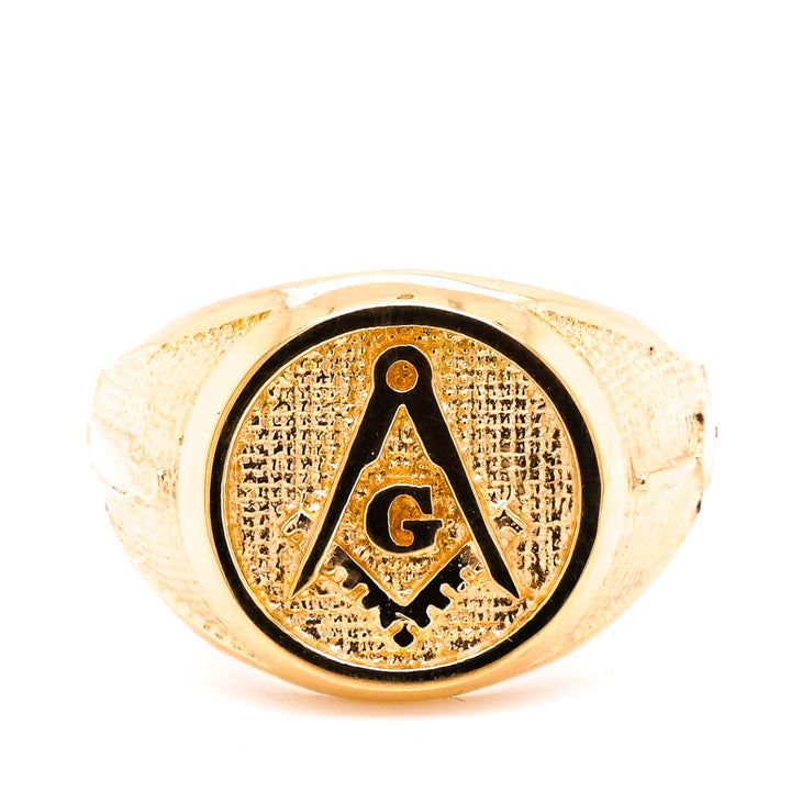18KT Yellow Gold Solid Masonic Ring.