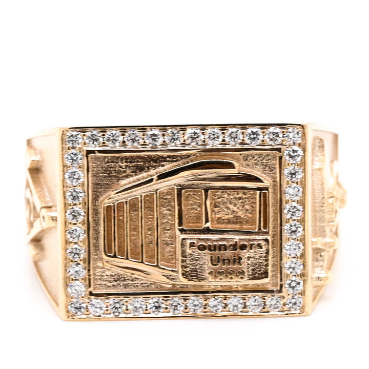10KT Yellow Gold Diamond Masonic Founders Ring.