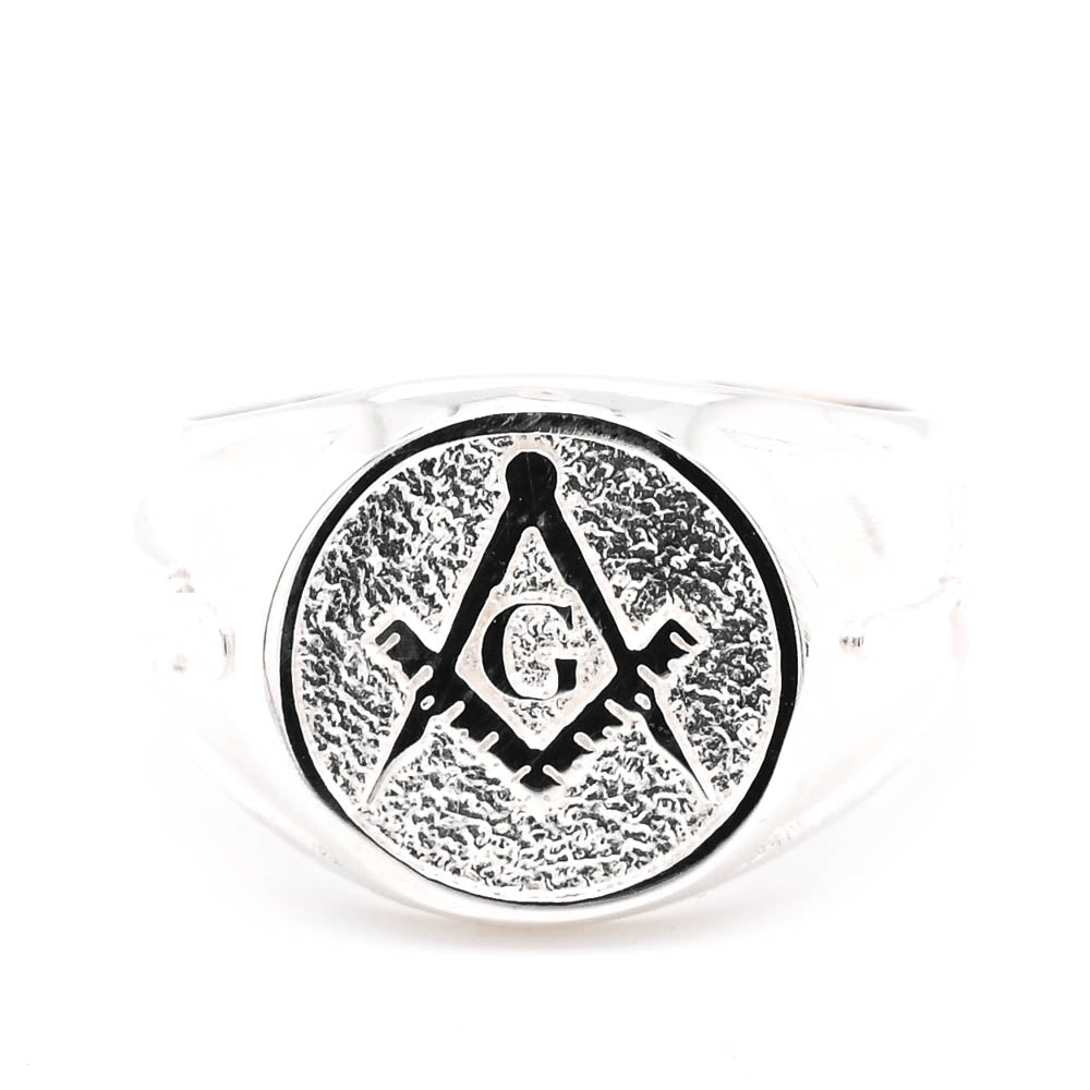 Sterling Silver Masonic Featuring the Square &amp; Compass Ring.