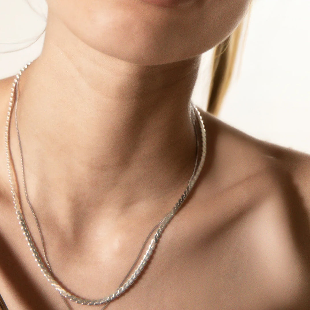 Graziella Sterling Silver 18" 3mm Serpentine Chain.