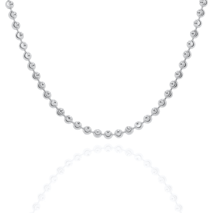 Graziella Sterling Silver Rhodium Plated 18 4mm Moon Bead Chain