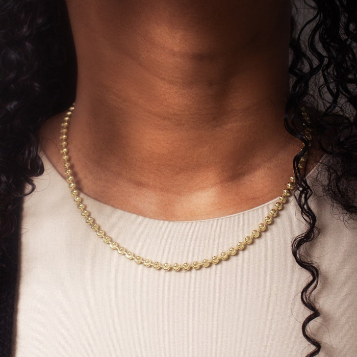 Graziella Sterling Silver Gold Vermeil 16" 4mm Moon Bead Chain