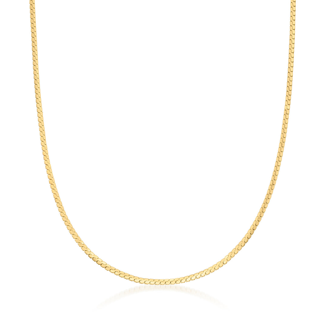 Graziella Sterling Silver Gold Vermeil 18" 3mm Serpentine Chain.