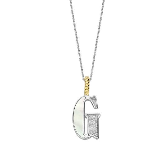 Ti Sento Sterling Silver 18 Gold Plated MOP Letter G Necklace