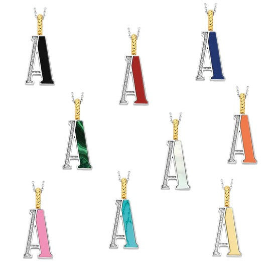 Ti Sento Sterling Silver 18 Gold Plated MOP Letter A Necklace