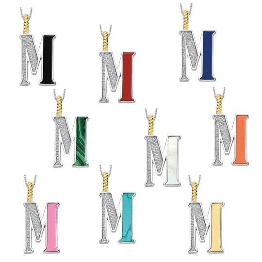 Ti Sento Sterling Silver 18 Gold Plated MOP Letter M Necklace