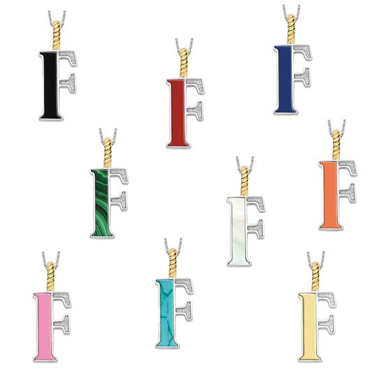 TI SENTO Sterling Silver 18 Gold Plated Letter F Necklace