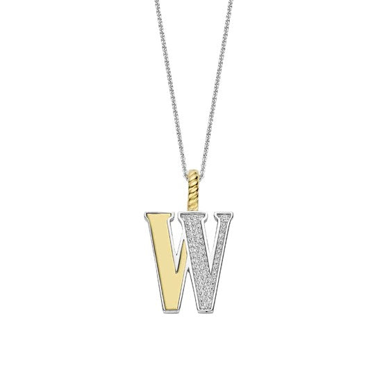Ti Sento Sterling Silver 18 Gold Plated Letter W Necklace