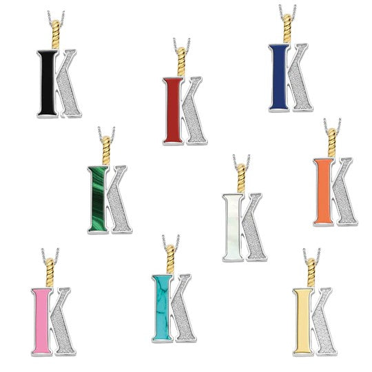 TI SENTO Sterling Silver 18 Gold Plated Letter K Necklace