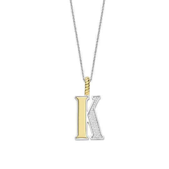 TI SENTO Sterling Silver 18 Gold Plated Letter K Necklace