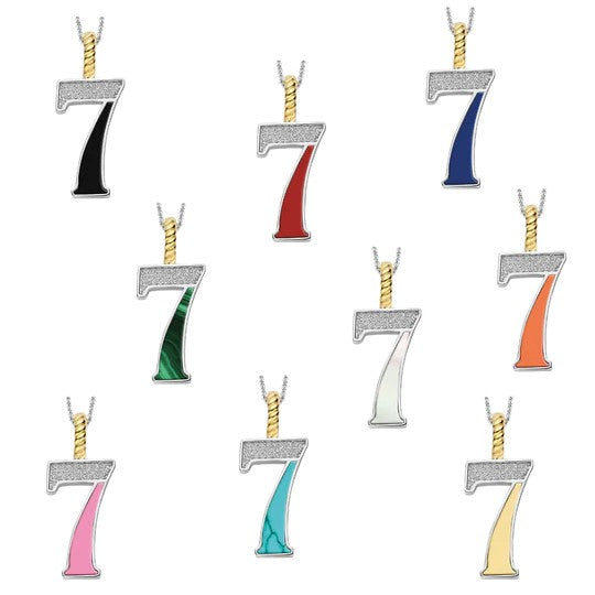 Ti Sento Sterling Silver 18 MOP Number 7 Necklace
