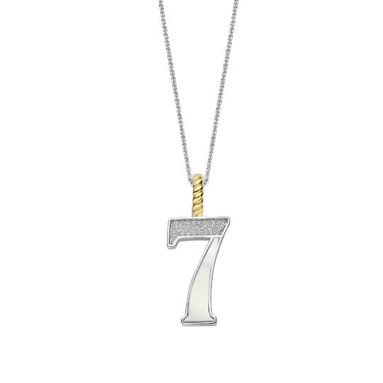 Ti Sento Sterling Silver 18 MOP Number 7 Necklace