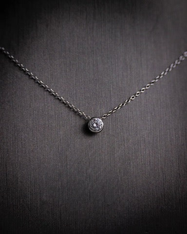 Sterling Silver 18-20" C.Z Bezel Set Necklace.