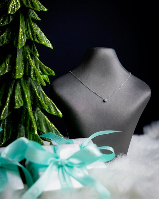 Sterling Silver 18-20" C.Z Bezel Set Necklace.