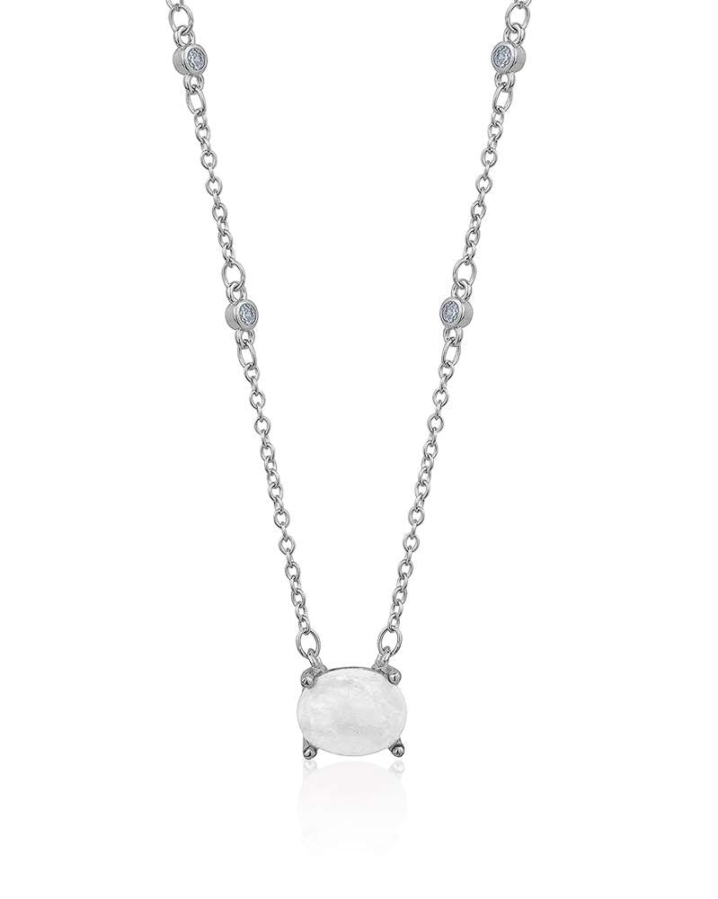 Larus Sterling Silver 18"  Moonstone Necklace.