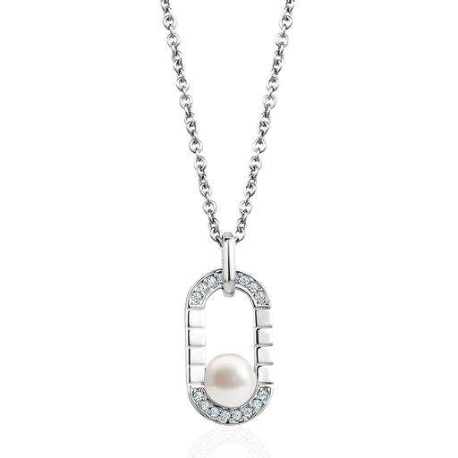 Larus Sterling Silver 18" Freshwater Pearl &amp; C.Z Necklace.