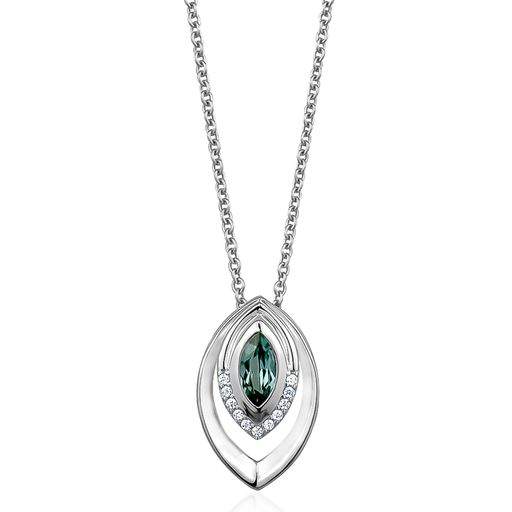 Larus Sterling Silver 18" Simulated Green Spinel &amp; C.Z Necklace.