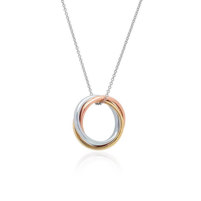 Graziella Sterling Silver 18 Trinity Ring of Love Necklace